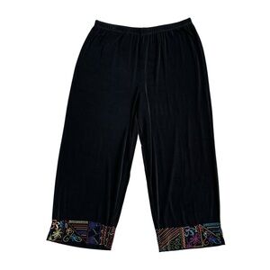 Chico’s Travelers Pull On Embroidered Crop Pants Women’s Size 3 US XL/16 Slinky